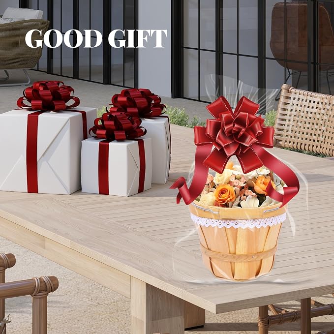 Wooden Baskets 7" x 6", 6 Pack Natural Apple Harvest Baskets | Round Handled Baskets Hold Produce, Flowers, Easter Eggs Or Favors for Farms, Markets, Weddings, Parties and Decor - Image 7