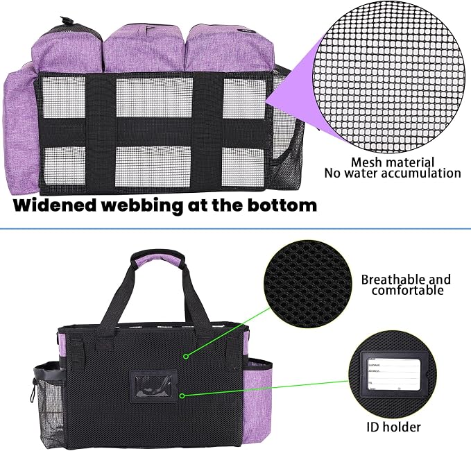 Large Cleaning Caddy Bag Built-in hard plastic sheet Aluminum foil lining | Waterproof nylon, aluminum foil lining, detachable dividers, dual straps for housekeepers - Image 6
