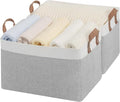 StorageWorks Fabric Storage Bin, Closet Bins, Gray and White, Large, 2-Pack | With Reinforced PU Handles, Metal Frame, Collapsible, Storage Basket for Shelves, Closet, Holds Clothes, Towels, Blankets by StorageWorks