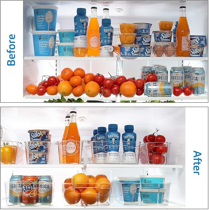 Fridge Organizer - 14 Piece Refrigerator Organizer Bins - Stackable Freezer Organizer - Clear Refrigerator Organizer - Acrylic Fridge Bins, (VDS-SB-BIN-14SET) - Image 5