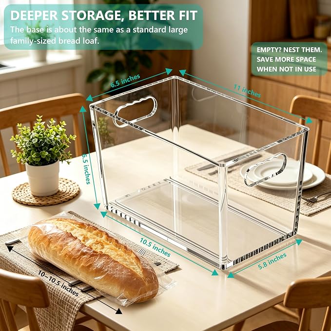 4 Pack Clear Storage Bins, PET Pantry Organizers & No-Tip Storage Containers with Cutout Handles for Fridge Freezer Kitchen Cabinet Closet Countertop, Nestable Open Top Organization Bins Save Space - Image 3