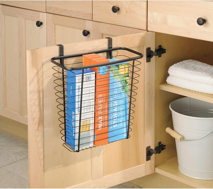 iDesign Steel Over-The-Cabinet Waste Basket or Storage Bin, The Axis Collection, 7.1" x 12.2" x 14.2", Bronze - Image 3