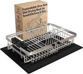 Dish Drying Rack Over The Sink with Utensil Holder, Mat | Expandable Stainless Steel Dish Drainer for Small Kitchen, Apartment, RV, Counter Space Saving, Perfect Fit, Rustproof by MAJALiS