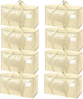 TICONN 8 Pack Extra Large Moving Bags Heavy Duty with Zippers & Carrying Handles, Durable Storage Bags Moving Boxes for Closet Organizers and Storage (8 Pack, Cream) by TICONN