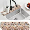 2 Pcs Kitchen Sink Splash Guard Faucet Mat Various Drinks Pattern Faucet Mat for Sinks coffee Graffiti Absorbing Drying Mats for Kitchen Bathroom, 23.6x5.5inch by CONCHLERY%E6%97%97%E8%88%B0%E5%BA%97