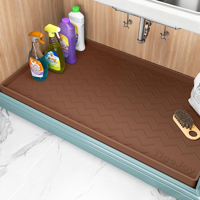 TigeJoy Under Sink Mats for Kitchen Waterproof 34" x 22", Cabinet Liner | Leak-Proof Silicone Mat Sink Protector, Kitchen Essentials Organizer and Storage,Boot or Shoe Tray, Pet Feeding Mat by TigeJoy