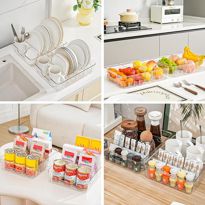 2 PACK Kitchen Cabinet Organizer for Food Contanier Lid, Clear Plastic Lid Holder with Adjustable Dividers for Pantry Organizers and Storage, Lid Storage Organizer for Home Drawer Organization - Image 7