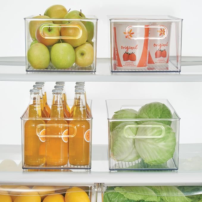 iDesign Kitchen Binz Stackable Organizer, 8" x 6" x 14.5", Clear | BPA-Free Plastic, Deep, With Handles - Image 3