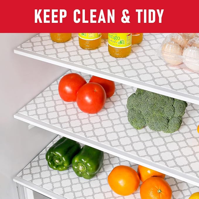 Cooyes Non Slip Refrigerator Liners, 2 in 1 Absorbent Fridge Liners and Fresh Mats Machine Washable, Refrigerator Shelf Paper for Glass Shelves Kitchen Cabinet Drawer, 17.7" x 360" - Image 2
