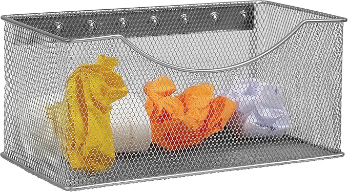 YBM HOME Mesh Magnetic Storage Basket Organizer with Extra Strong Magnets Holds Your Whiteboard and Locker Accessories, Perfect as Marker and Pencil Holder for Office, (1, Large) White - Image 6