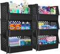 Large Stackable Storage Bins Open Front for Pantry Storage, 6 Pack - Black | Sturdy Plastic, Easy Stacking, Open Front Access, Ventilated Sides, Vertical & Space Saving Pantry Organizers and Storage Bin by Skywin