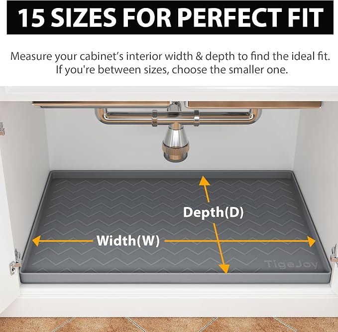 TigeJoy Under Sink Mats for Kitchen Waterproof 25" x 19", Cabinet Liner | Leak-Proof Silicone Mat Sink Protector, Kitchen Essentials Organizer and Storage,Boot or Shoe Tray, Pet Feeding Mat - Image 2