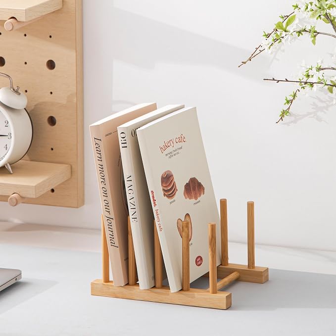 HBlife 2pcs Bamboo Dish Plate Bowl Cup Book Pot Lid Cutting Board Drying Rack Stand Drainer Storage Holder Organizer Kitchen Cabinet（Keep Dry） - Image 5