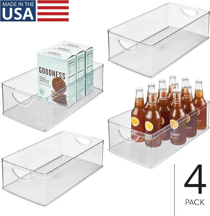 iDesign Stackable Clear Plastic Extra Long Storage Bin, 4-Pack | Organizer for Kitchen Cabinet or Pantry - Image 2