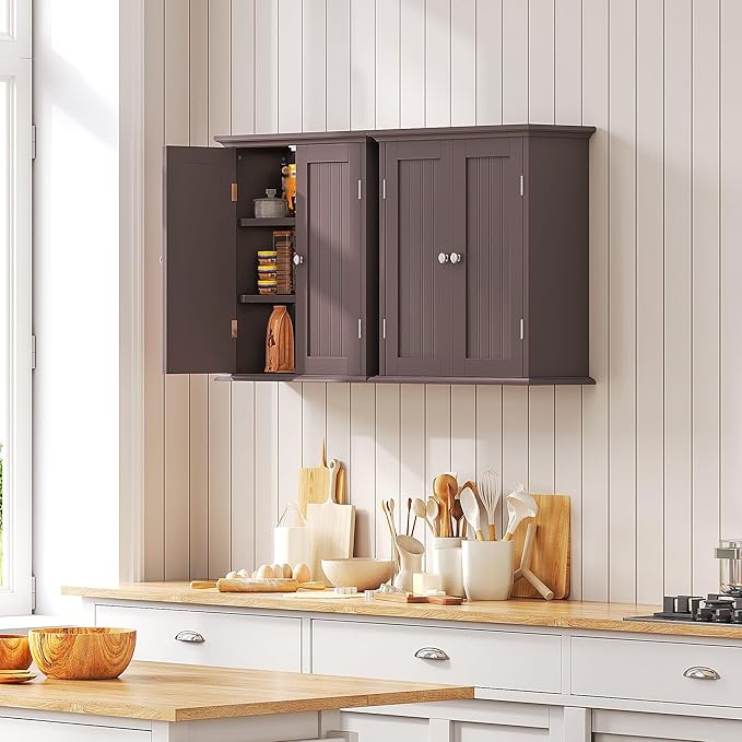 ChooChoo Bathroom Wall Cabinet with 2 Doors, Over The Toilet | 8.8"D x 21.1"W x 24"H, Medicine Cabinet, Adjustable Shelves, Cupboard, Espresso - Image 6