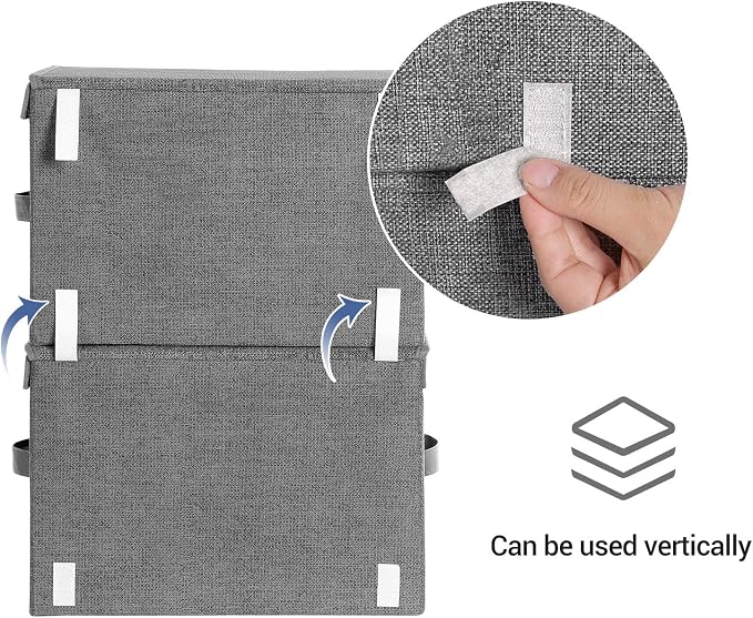 SONGMICS Stackable Storage Bins, Set of 2, with Lids and Front Windows | Closet Organizers, Non-Woven Fabric, Magnetic Closures, Side Handles, Slate Gray and Summer Sand, TINA Collection URPLB02G - Image 7