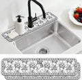 2 Pcs Black Flower Kitchen Sink Splash Guard Faucet Mat | Black Sketch Flowers Pattern Faucet Mat for Sinks Absorbing Drying Mat for Kitchen Bathroom 23.6x5.5in by CONCHLERY%E6%97%97%E8%88%B0%E5%BA%97