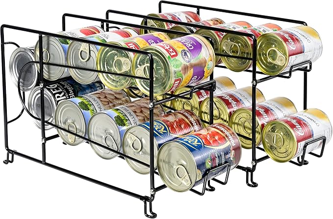 SUFAUY Beverage Can Dispneser Organizer, Stackable Shelves for Storage for Pantry, Black- 2 Pack by SUFAUY