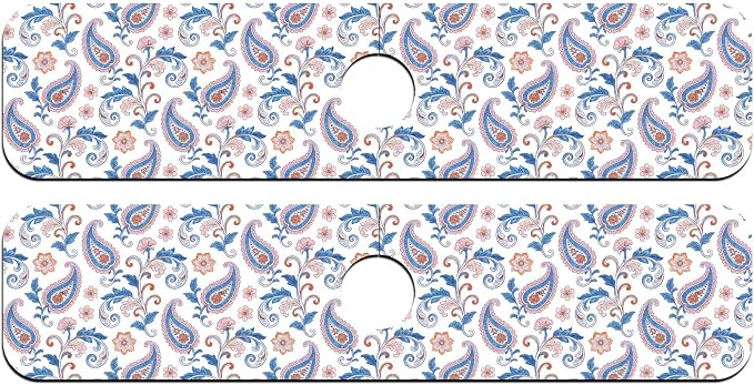 2 Pcs Kitchen Sink Splash Guard Faucet Mat Paisley Pattern Faucet Mat for Sinks Flower Absorbing Drying Mats for Kitchen Bathroom - Image 8