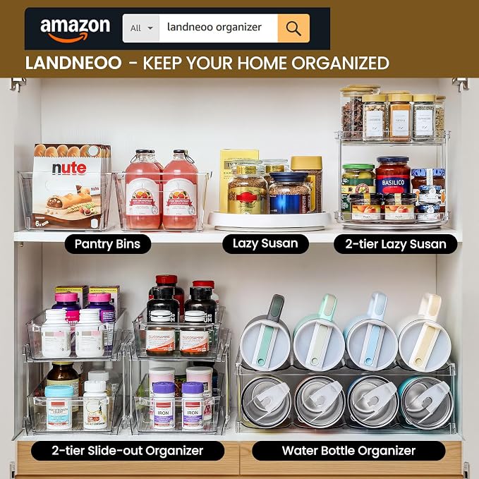 2 Tier Non-Skid Acrylic Lazy Susan Organizer - Rotating Spice Rack - Turntable Organization for Kitchen, Pantry, Countertop, Closet, Bathroom, Vanity, Medicine Cabinet Organizing,10'' - Image 8