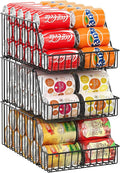 3 Pack Can Storage Organizer For Pantry,Stackble Widen Can Holder Rack With 3 Adjustable Dividers, Can Dispensers For Soup Soda Canned Food Water Bottle, Pop Drink Organizers for Cabinet Shelf by X-cosrack