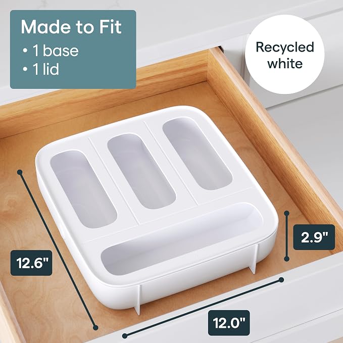 YouCopia StoraBag Food Bag Dispenser, Family Size 4-Slot, Plastic Sandwich Bags Drawer Organizer for Kitchen Storage - Image 5