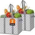 Reusable Grocery Bags 2 Pack, Foldable & Water Resistant Shopping Bags | Large Grocery Tote Bag Water Resistant Shopping Bags Foldable Grocery Bag for Clothes,Shoes and Picnic by WiseLife