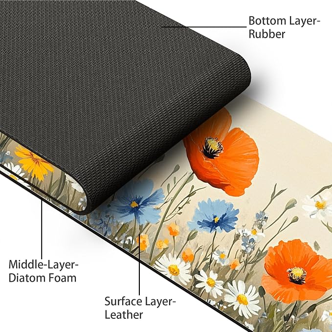 Bimkole 2 PCS Faucet Absorbent Mat, Kitchen Faucet Sink Splash Guard Wraparound Cloth Pads Drip Catcher for Sink Faucet for Kitchen Bathroom Faucet, Colorful Faucet Mat, 15 x 4 Inch Flower A5 - Image 3