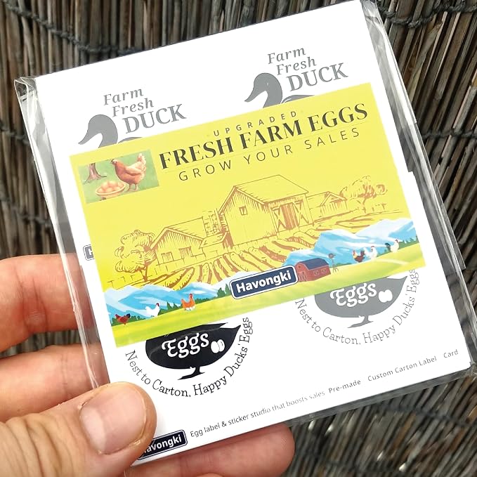 120 Duck Egg Carton Labels Stickers | White | Farm Fresh Eggs | 4 6 12 15 18 30 48 50 Count - Basket Box Container Extra Organizer Farm Supplies - Image 5