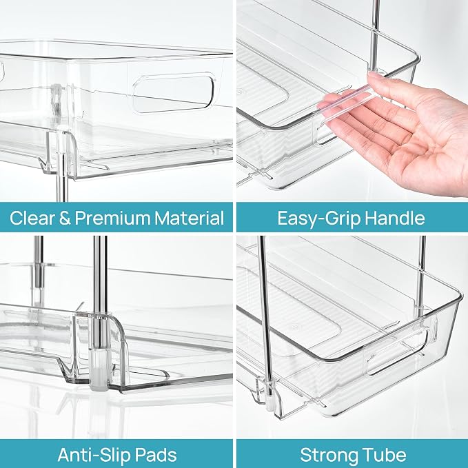 Vtopmart 2 Pack Taller Pull Out Bathroom Under Sink Organizer (S-Higher) | Slide-out drawers, Multi-purpose storage, Clear visibility, Easy Set-up - Image 8