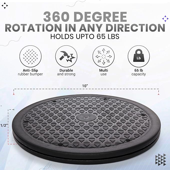 12 Inch Lazy Susan Turntable Organizer, Non Skid Large Lazy Susan Turntable for Cabinet, Computer or Laptop, Plastic Turn Table, Black, 1 PC - Image 2
