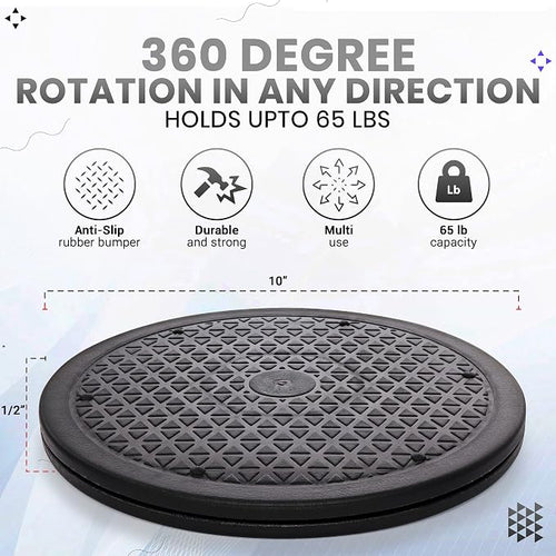 10 Inch Lazy Susan Turntable Organizer, Non Skid Large Lazy Susan Turntable for Cabinet, Computer or Laptop, Plastic Turn Table, Black, 1 PC - by RamPro - Image 2
