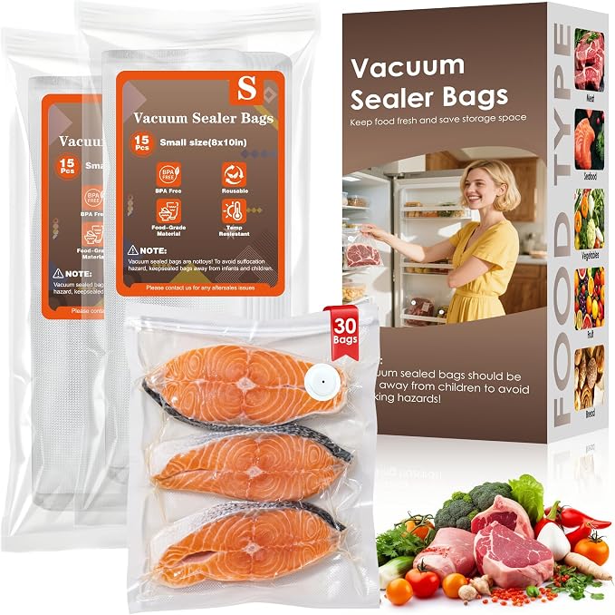 Vacuum Sealer Bags,Reusable Vacuum Sealer Bags,Can Withstand More Than 100 Washes,Small Size (30 Bags) by NatupoVacuumSealer