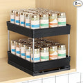 Mystozer Pull Out Spice Rack Organizer for Cabinet, Slide Out Spice Racks Organizer, Easy to Install Spice Cabinet Organizers, 8.26''Wx10.6''Dx8.7''H, 1 Pack-2 Tier(Black) by Mystozer