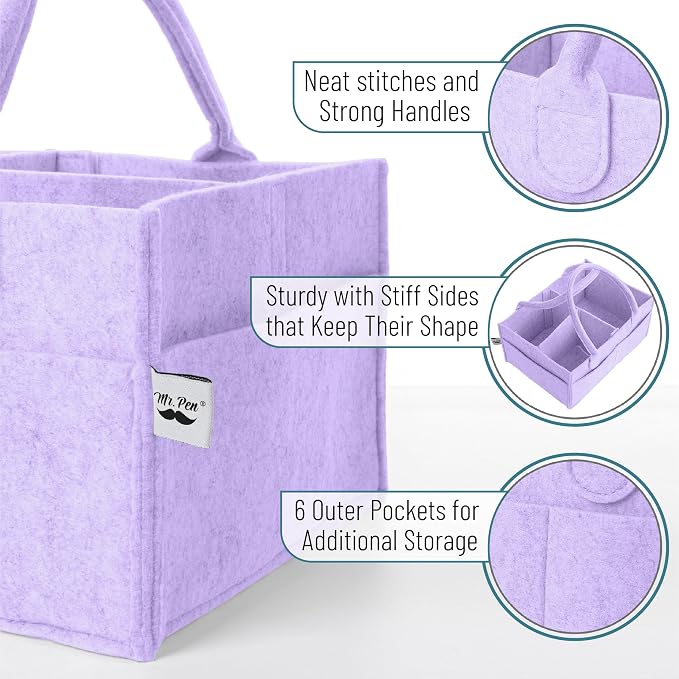 Mr. Pen- Baby Diaper Caddy Organizer, lavender dream | Nursery Storage Bin and Car Organizer for Diapers and Baby Wipes - Image 3