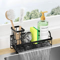 Consumest Sponge Holder for Kitchen Sink - Sink Caddy with Stainless Steel Self Drain Tray, Sink Organizer with High Brush Holder Countertop for Kitchen Sink Accessories, Black by Consumest
