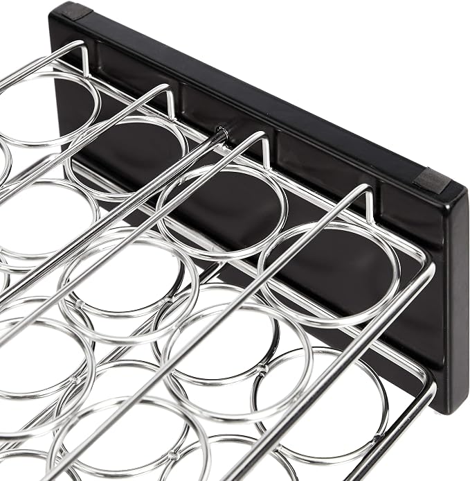 Amazon Basics 20 Jars Spice Rack Organizer, Space-Saving Kitchen Organizer with Glass Spice Jars, Sturdy, Silver - Image 3
