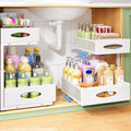 Under Sink Organizer, 1-Pack Pull Out Cabinet Organizer 2 Tier Metal Slide Out Storage Shelf Rack, L-Shaped Adjustable Height,Mesh Sliding Drawer for Kitchen, Bathroom, Laundry, Pantry, White, XL by Kitstorack