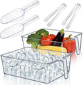 DGB 2 Sets Clear Ice Bucket for Freezer, Ice Storage Bin & Holder | Freezer Ice Bin, Pull-Out Handle, Ice Cube Container, Scoop & Tongs, Home Bar, Fridge Organization,11.8 x 8.1 x 3.54 Inches by Unknown