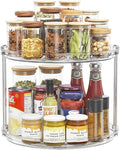 LAMU 12in 2 Tier Lazy Susan Organizer Large Lazy Susan Turntable Rotating Spice Rack Organization for Cabinet, Kitchen, Pantry, Countertop, Bathroom, Vanity, Medicine Cabinet Organizer, Clear by YourHome-OrganizationHelper