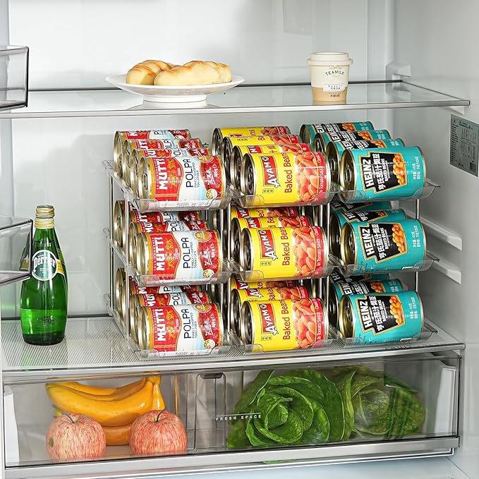 Can Organizer for Pantry, Stacking Can Storage Organizer Hold 36 Cans | Automatic Rolling Can Rack for Fridge, 3Tire 3 Columns Can Holder, Canned Goods Organizer - Image 6