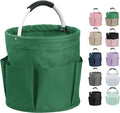 17L Cleaning Caddy with Handle, 600D Oxford Cleaning Supply Caddy with 6 Pockets, Foldable Tool Bucket Organizer for Housekeeping, Gardening, Car Detailing, Traveling, Camping, Green by IHOMAGIC