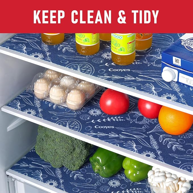 Cooyes Fridge Bin Liners, 12 Pack Refrigerator Liners with Non-Slip Particles, Drawer Mats for Kitchen Cabinets, Breathable Cloth Material, Washable, Keep Produce Fresh Longer - Image 2
