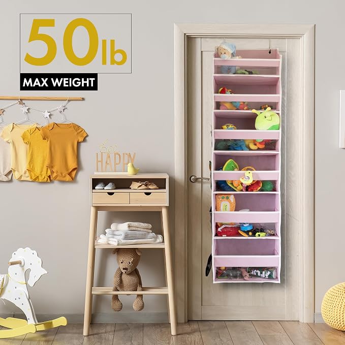 Over the Door Organizer, 6-Tier, 100D Fabric, Light Gray 2pc | Over the door shoe organizer, 50 lbs capacity, 12 side mesh pockets, 100D extra thick fabric, Closet & entryway storage - Image 9