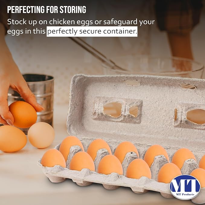 MT Products Blank Natural Pulp Egg Cartons Holds Up to Twelve Eggs 11.50" x 4.2" x 1.25" - Perfect for Chicken Farm (Case of 250) - Made in USA - Image 4