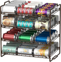 4 Tiers Stackable Can Rack Organizer, Wear-resistant Upgrade Beverage Food Can Dispenser Holder Holds up to 48 Cans for Kitchen Cabinet and Pantry (Brown) by Sulishang