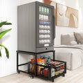 PUNCIA 19.7" x 23.6" Mini Fridge Stand with Large Capicity Storage, Black | Sturdy Refrigerator Table with Lockable Wheels, Rolling Fridge Cart Heavy Duty Appliance Platform for Dorm, Apartment Bedroom by PUNCIA