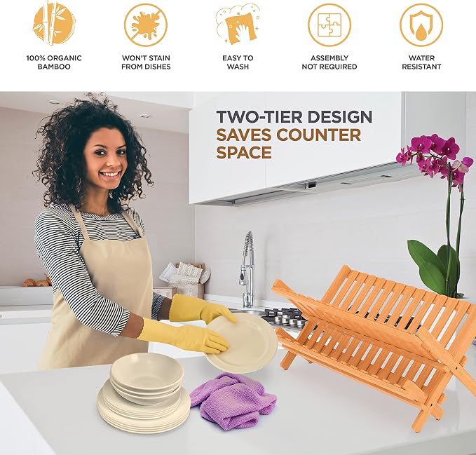 Bambüsi Bamboo Dish Drying Rack and Utensil Holder Set Bundle - Image 6