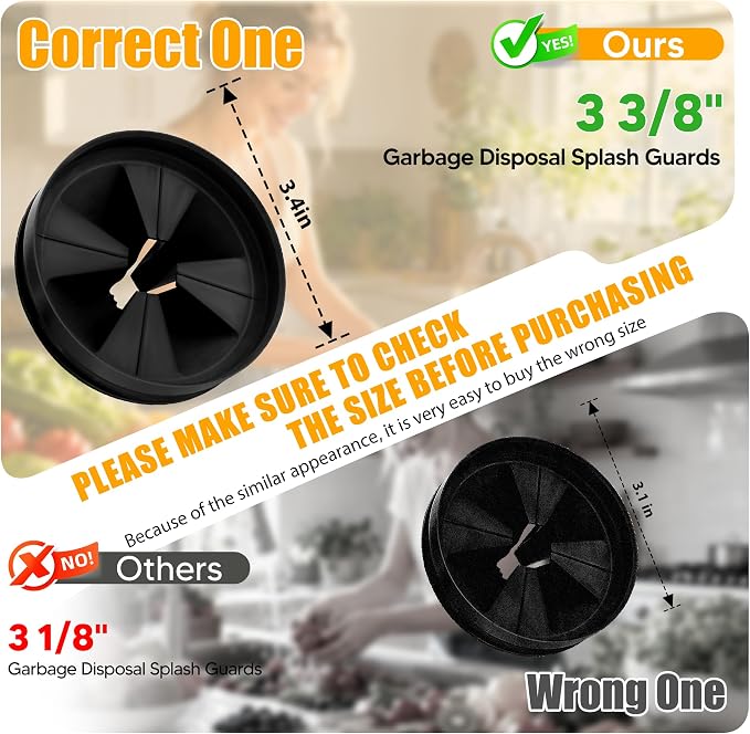 3 3/8" Garbage Disposal Splash Guard Replacement for InSinkErator Evolution | QCB-AM rubber Drain Insert, Sink Baffle, Garbage Disposer Accessories, Upgraded Removable Quiet Collar Drain Plugs, Black - Image 2