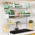 Kitsure Adjustable Over The Sink Dish Drying Rack, 31.5" -39.4" x 30.3" | Sink Drying Rack for Kitchen Sink, Dish Rack Over Sink with Cutlery & Utensil Holders, Kitchen Storage, White by Kitsure
